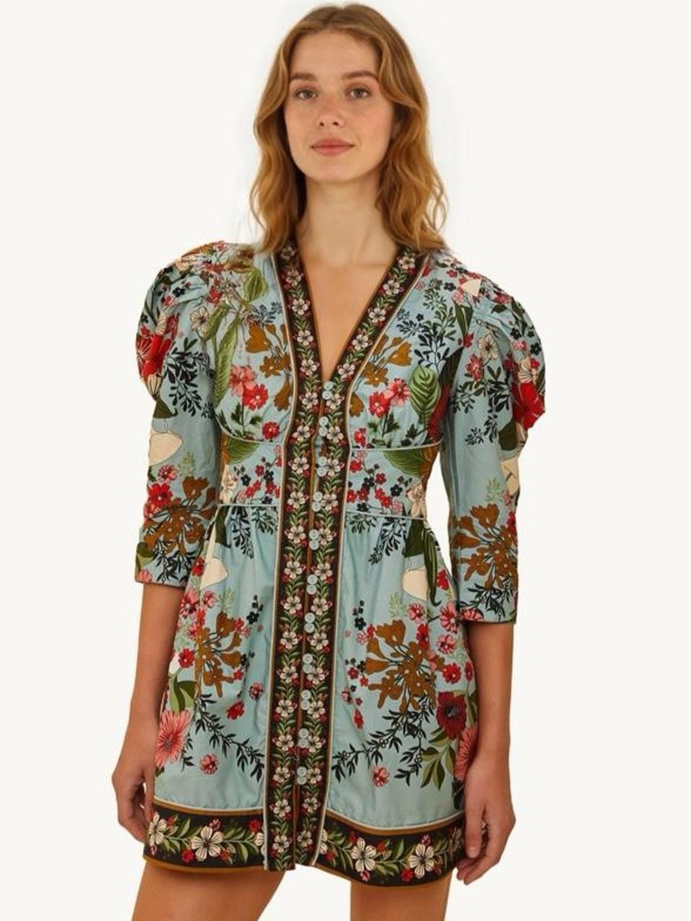 NWT FARM RIO Blue Beauty Bouquet Mini Dress